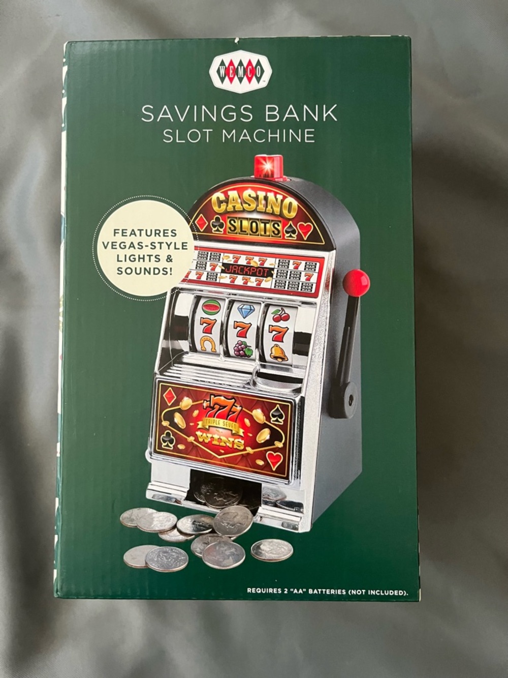 Wemco Casino Slot Savings Bank - Silver & Red